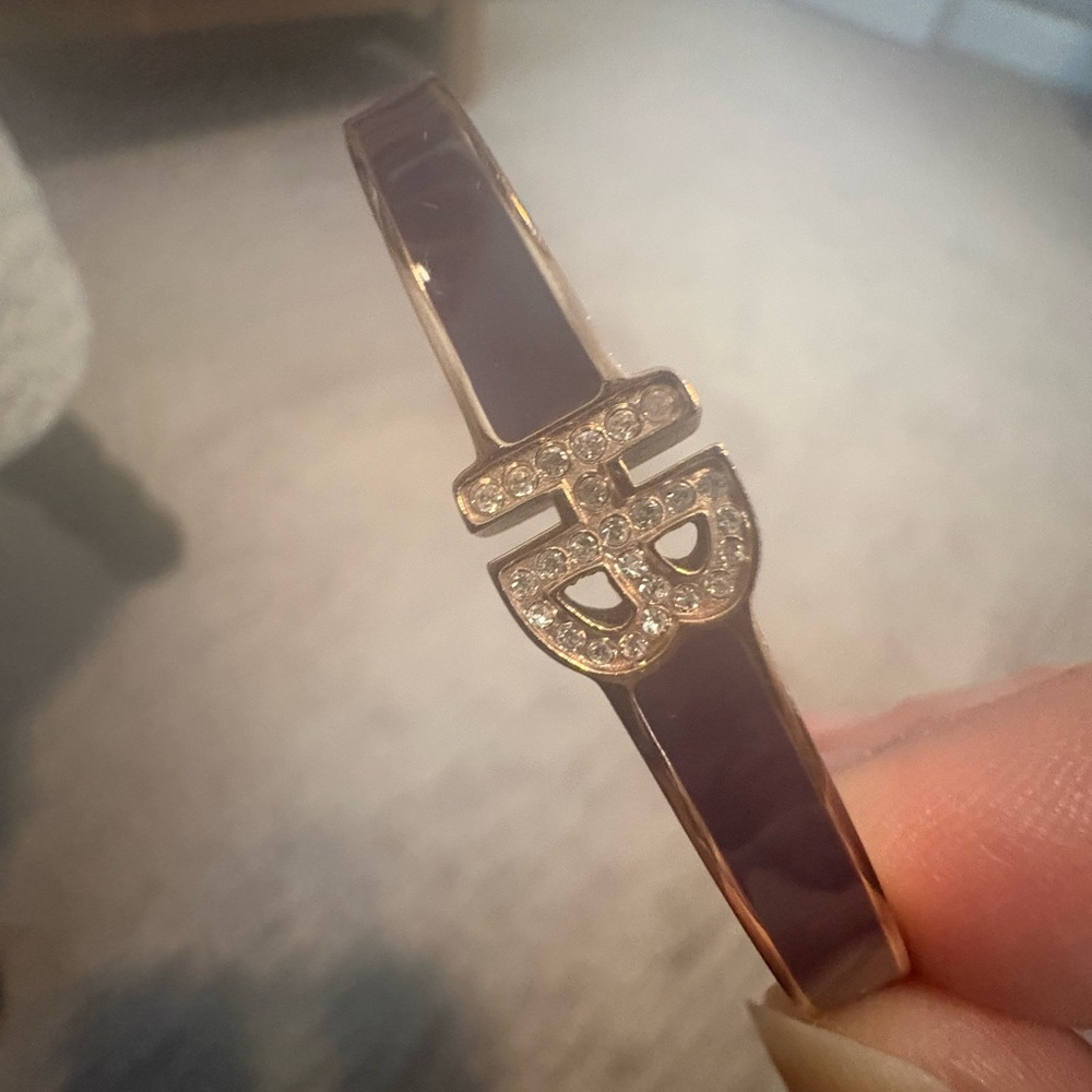 SOLD: Henri Bendel Rose Gold and Purple Bracelet with Signature HB Emblem